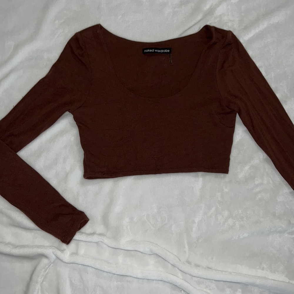 Naked wardrobe crop long sleeve top.